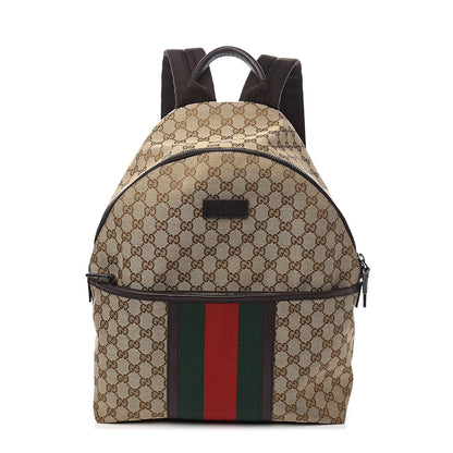 Gucci GG Monogram Web Medium Classic Backpack Brown 1 of 9
