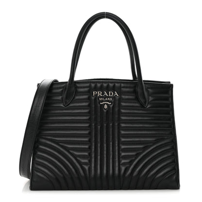 Prada Soft Calfskin Impunture Diagramme Tote Black 1 of 17