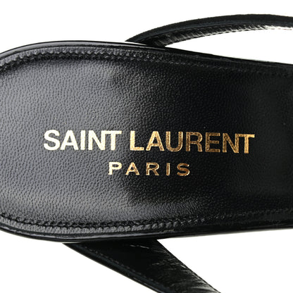 Saint Laurent Patent Calfskin Crystal Paris Sandals 38.5 Black 7 of 7