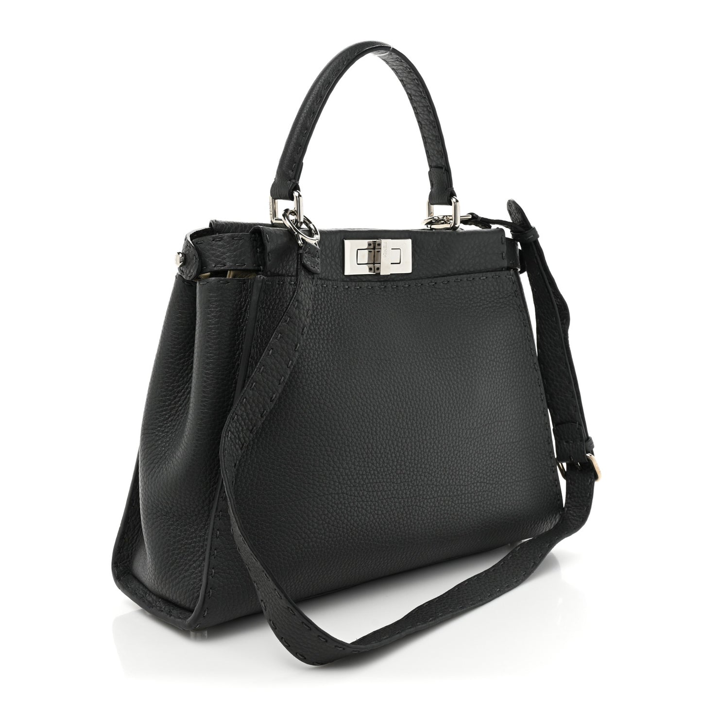 Cuoio Romano Selleria Bi-Color Medium Peekaboo Iconic Satchel Asfalto Latte