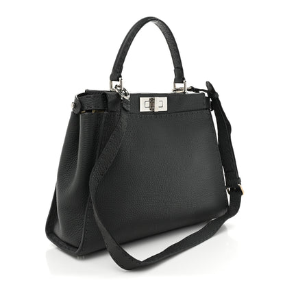 Fendi Cuoio Romano Selleria Bi-Color Medium Peekaboo Iconic Satchel Asfalto Latte 3 of 10