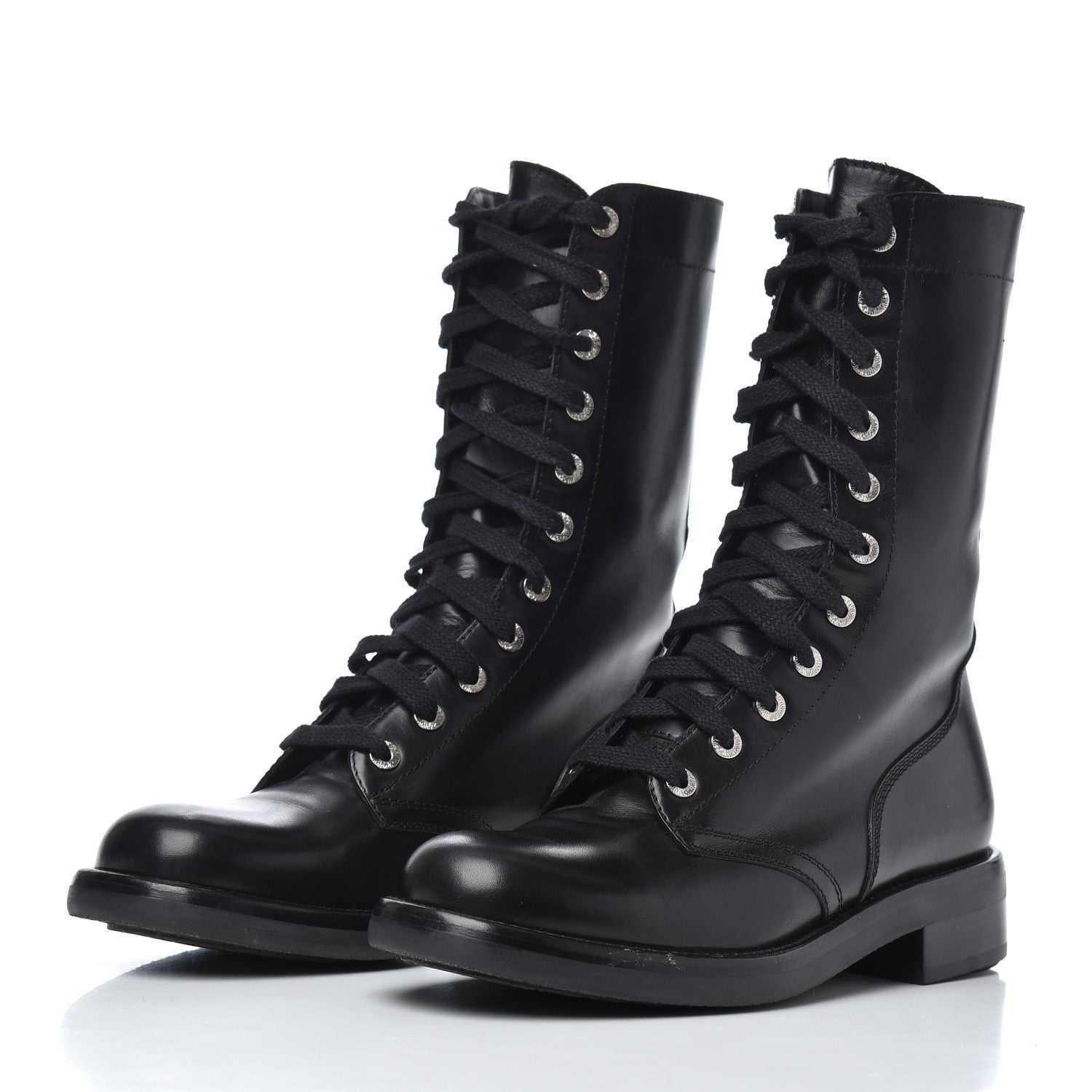 Chanel Lambskin Combat Boots 39 Black 3 of 18