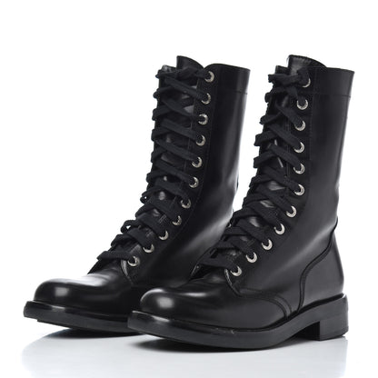 Chanel Lambskin Combat Boots 39 Black 3 of 18