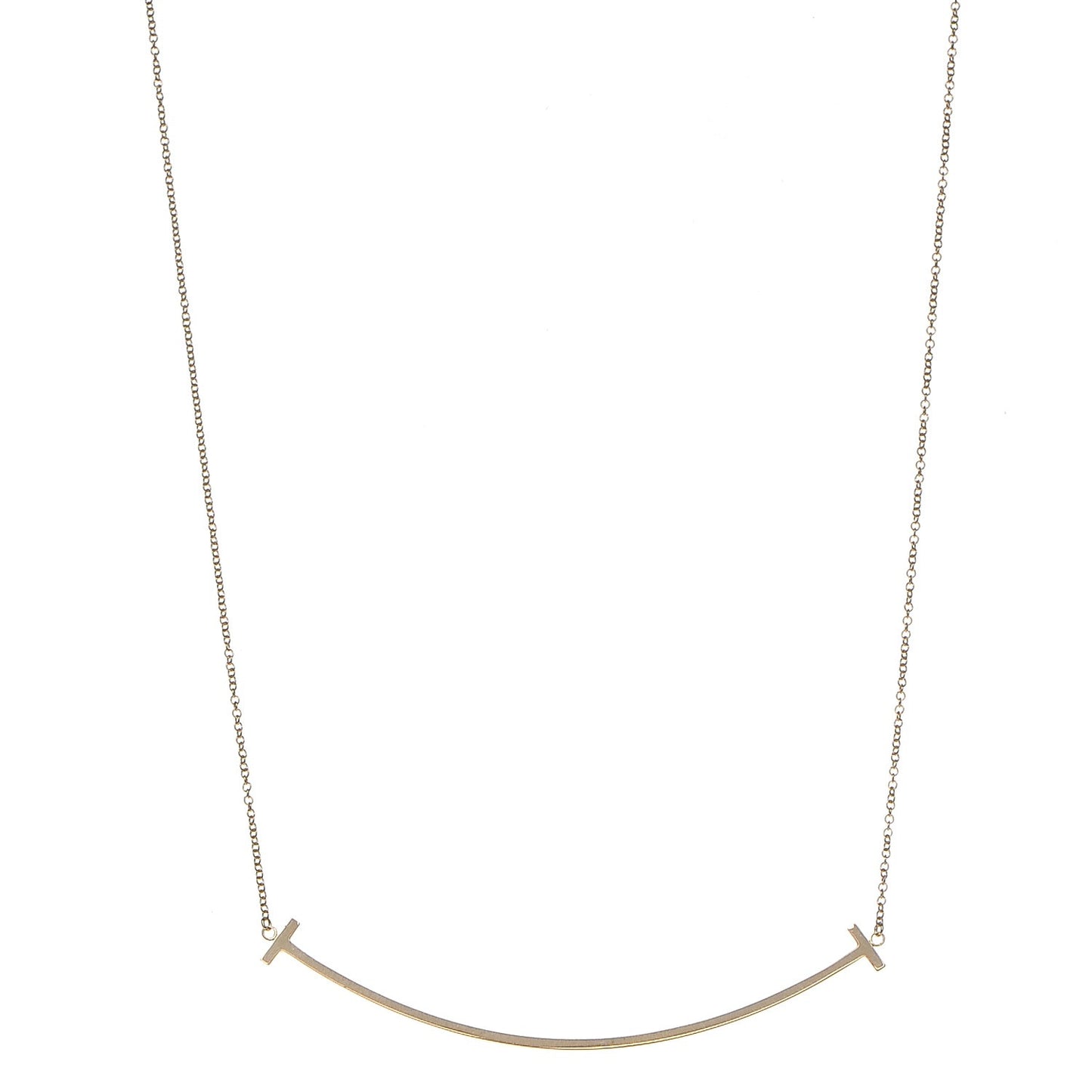 18K Yellow Gold Large T Smile Pendant Necklace