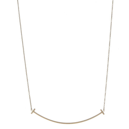 Tiffany 18K Yellow Gold Large T Smile Pendant Necklace 1 of 8