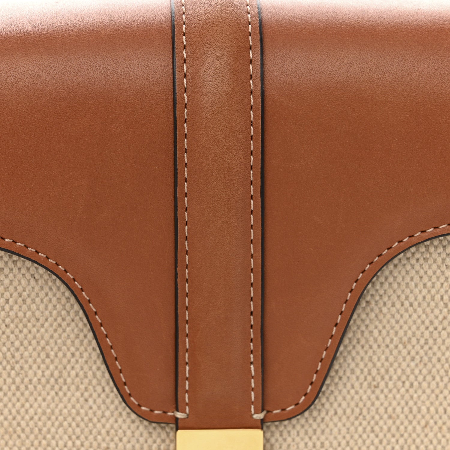 Celine Canvas Calfskin Small 16 Top Handle Bag Natural Tan 17 of 21