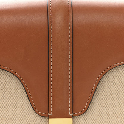Celine Canvas Calfskin Small 16 Top Handle Bag Natural Tan 17 of 21
