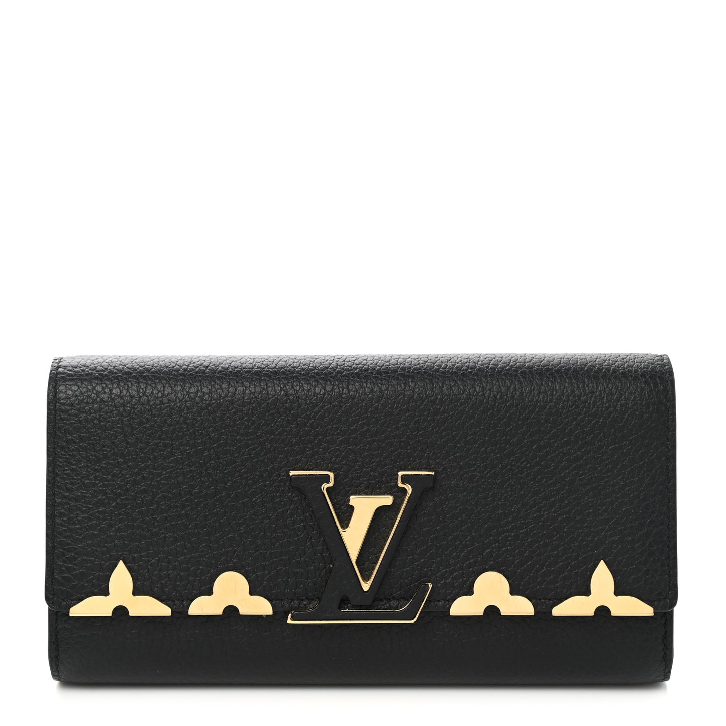 Taurillon Embellished Capucines Long Wallet Black