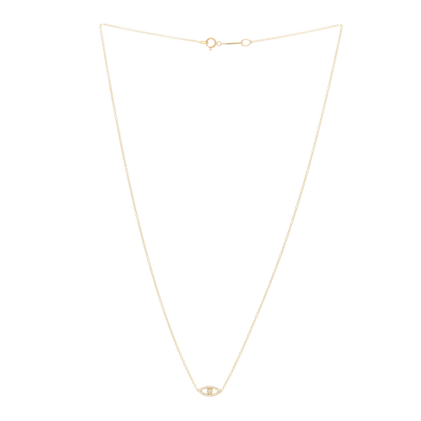 18K Yellow Gold Diamond Open Evil Eye Necklace