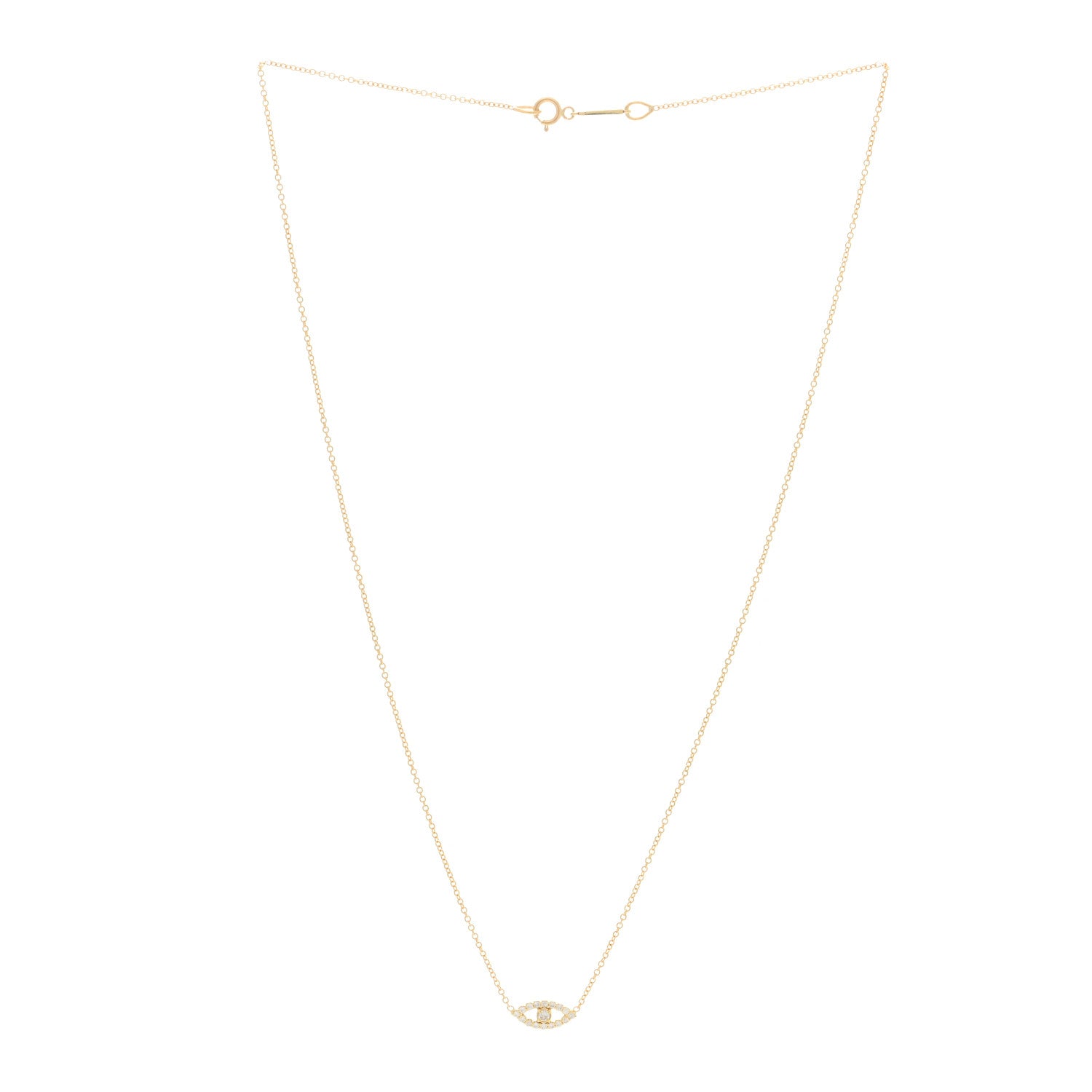 Jennifer Meyer 18K Yellow Gold Diamond Open Evil Eye Necklace 2 of 3