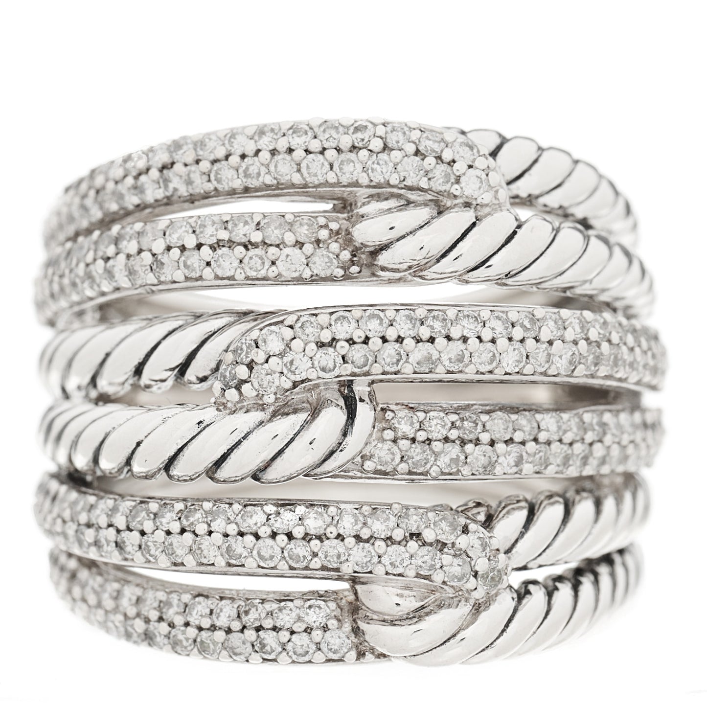 Sterling Silver Diamond 19mm Labyrinth Triple Loop Ring 52 6