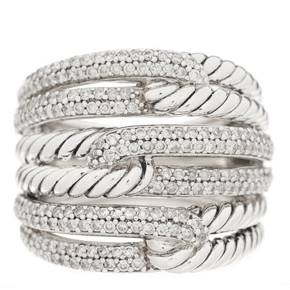 David Yurman Sterling Silver Diamond 19mm Labyrinth Triple Loop Ring 52 6 1 of 3