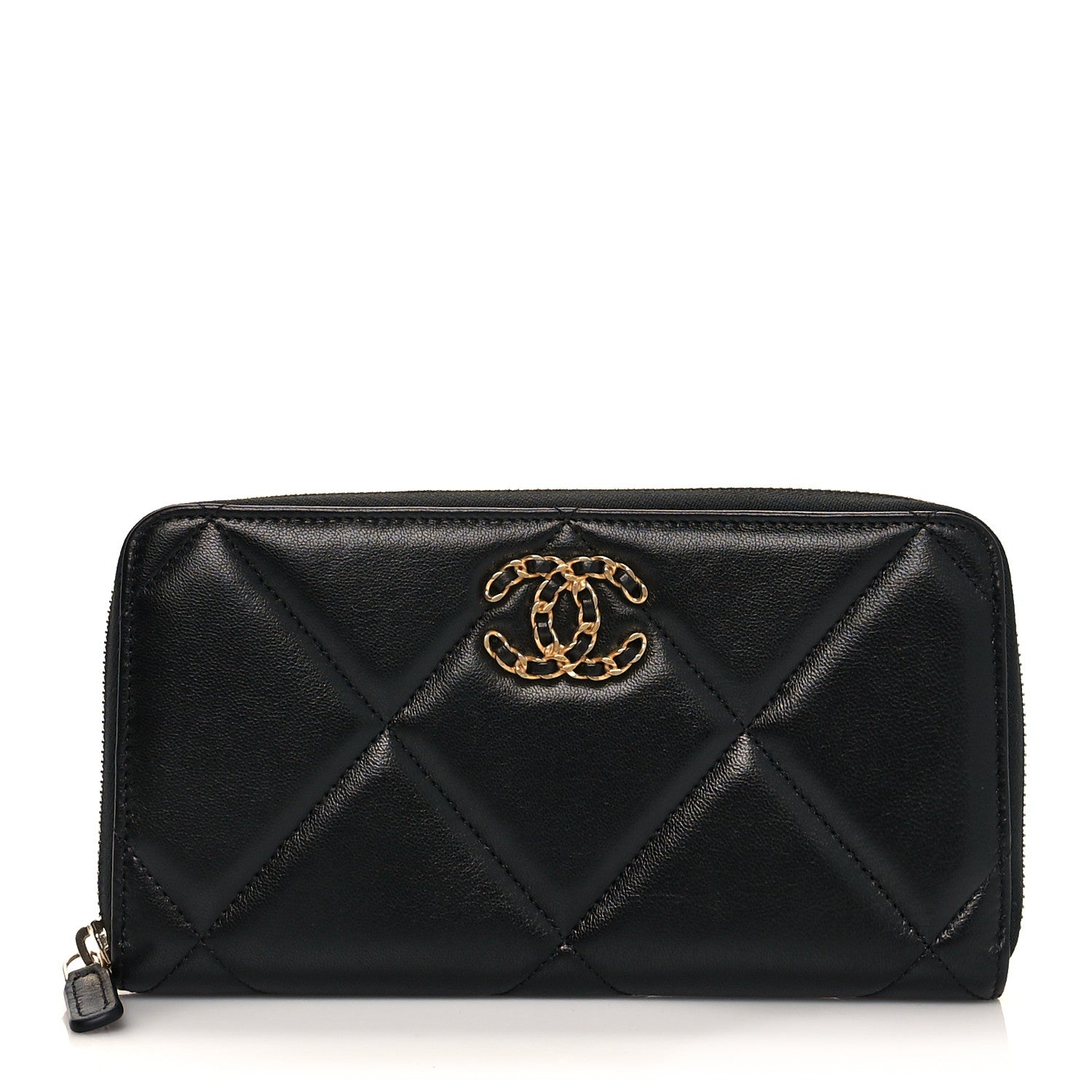 Chanel Lambskin Quilted Chanel 19 Long Zipped Around Wallet Black 1 of 13
