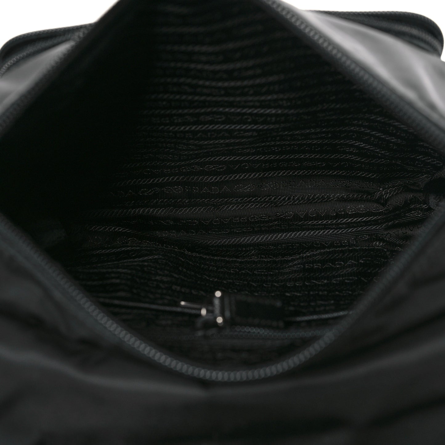 Re-Nylon Vela Saffiano Pocket Single Buckle Messenger Shoulder Bag Black