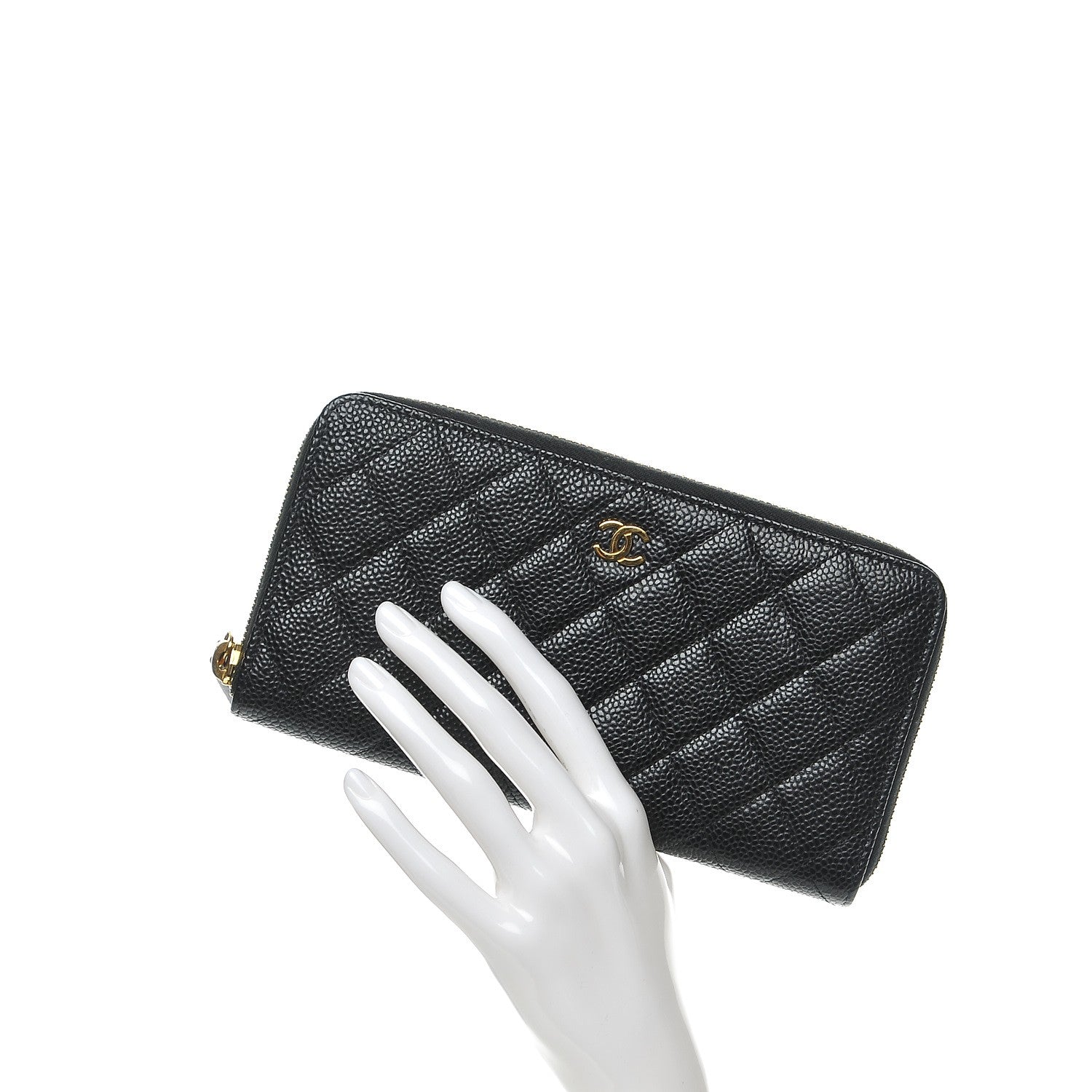 Chanel Caviar Quilted Large Gusset Zip Around Wallet Black 2 of 8