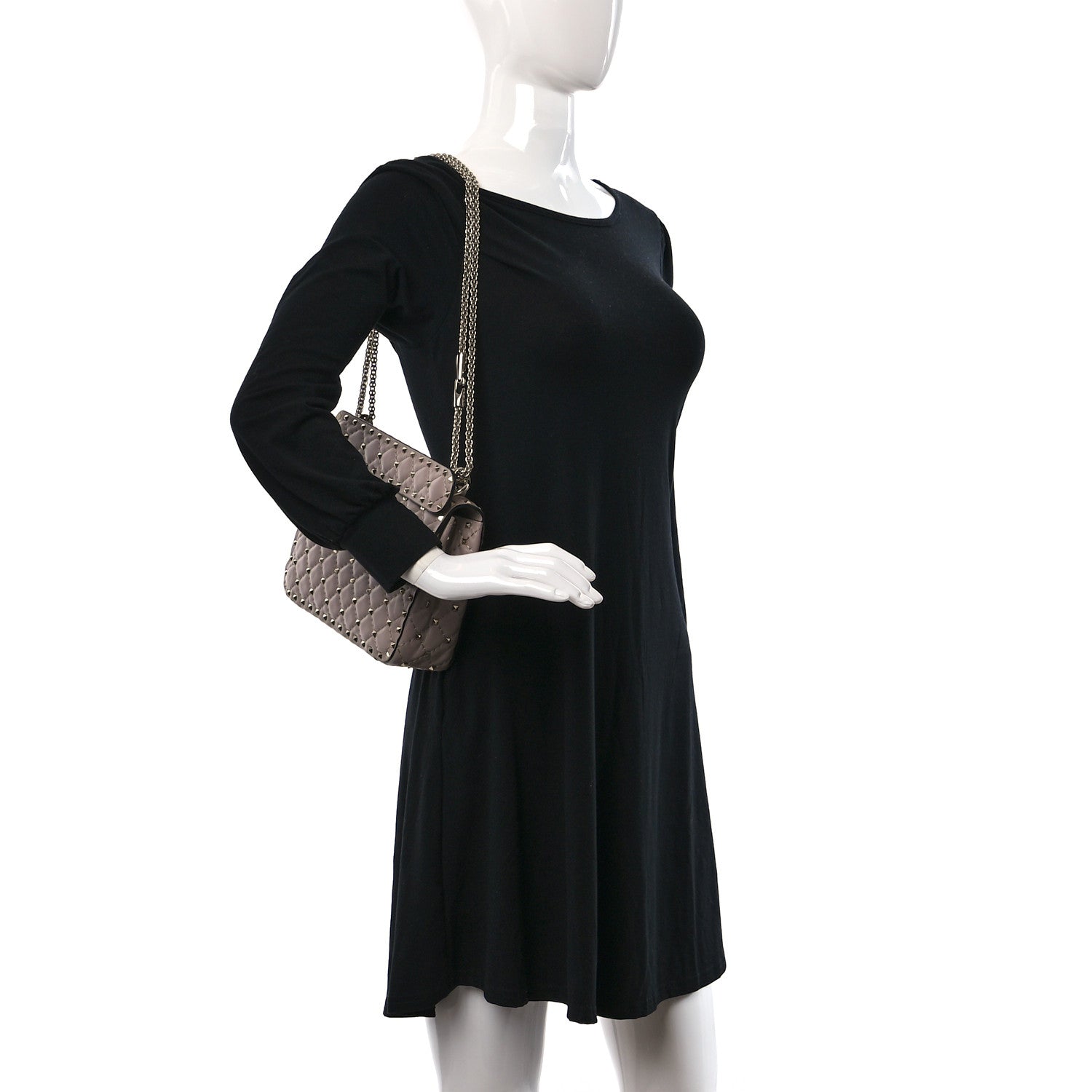 Valentino Garavani Lambskin Medium Rockstud Spike Shoulder Bag Poudre 2 of 8