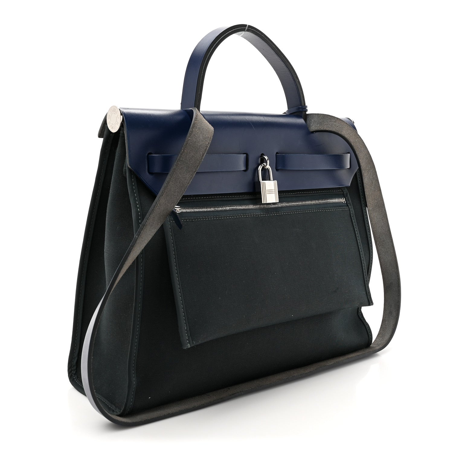 Hermes Military Toile Vache Hunter Herbag Zip 31 PM Bleu Marine Bleu Saphir 4 of 17