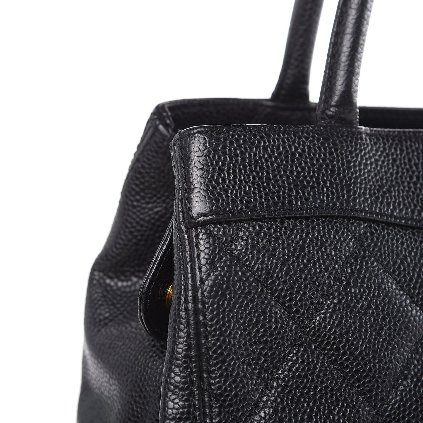Caviar Quilted CC Shopping Tote Black