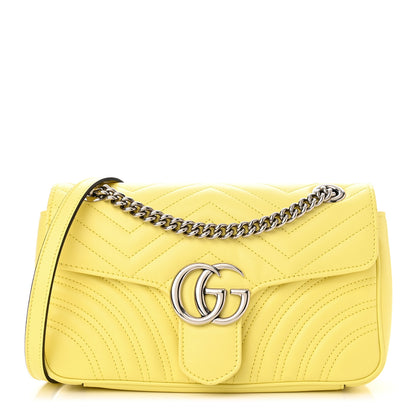 Gucci Calfskin Matelasse Small GG Marmont Shoulder Bag Banana 1 of 10