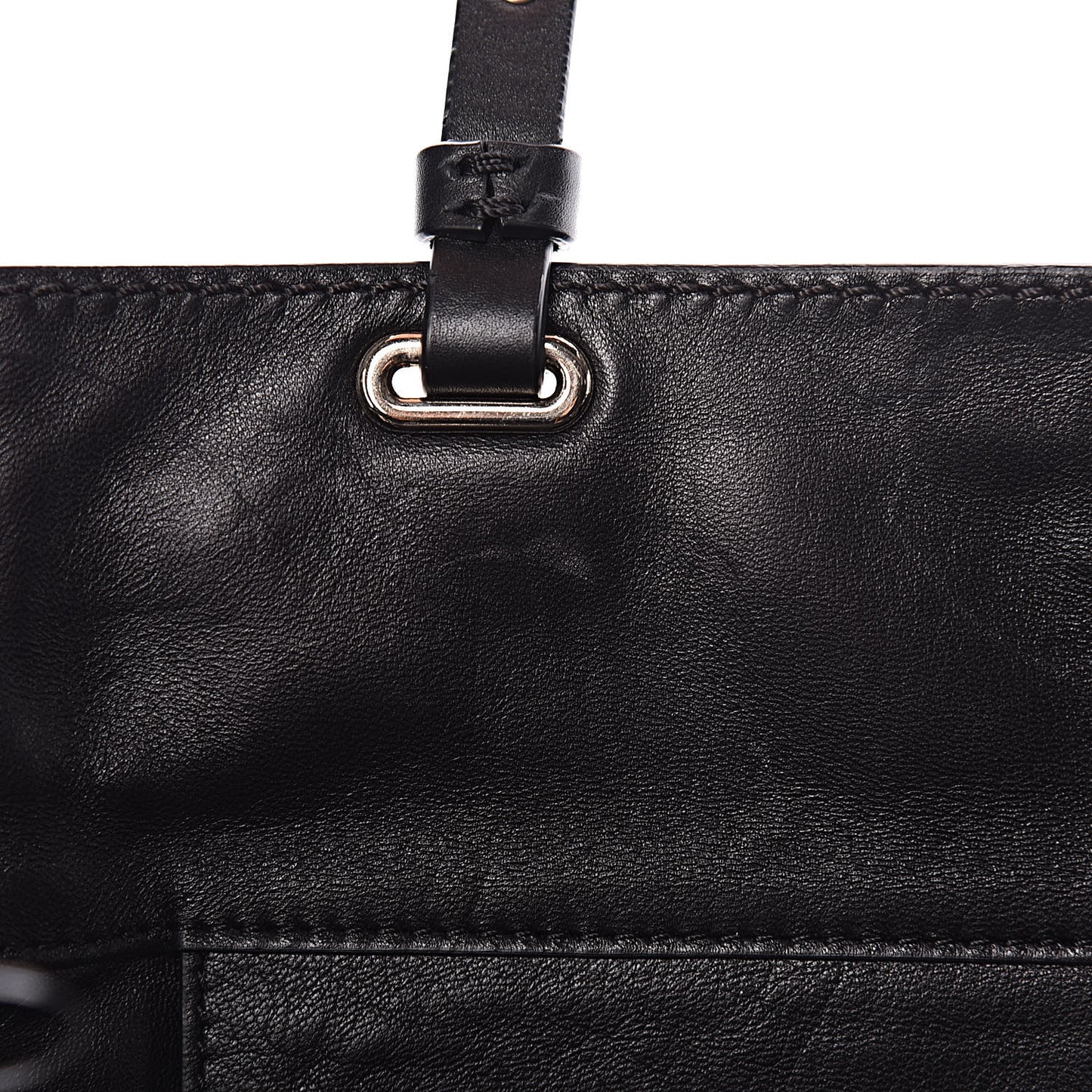 Vitello Monochrome Medium Rockstud Tote Black Light Ivory