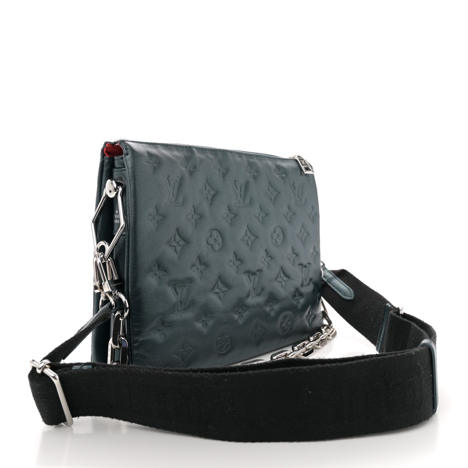 Louis Vuitton Metallic Lambskin Embossed Monogram Coussin PM Bleu 3 of 12