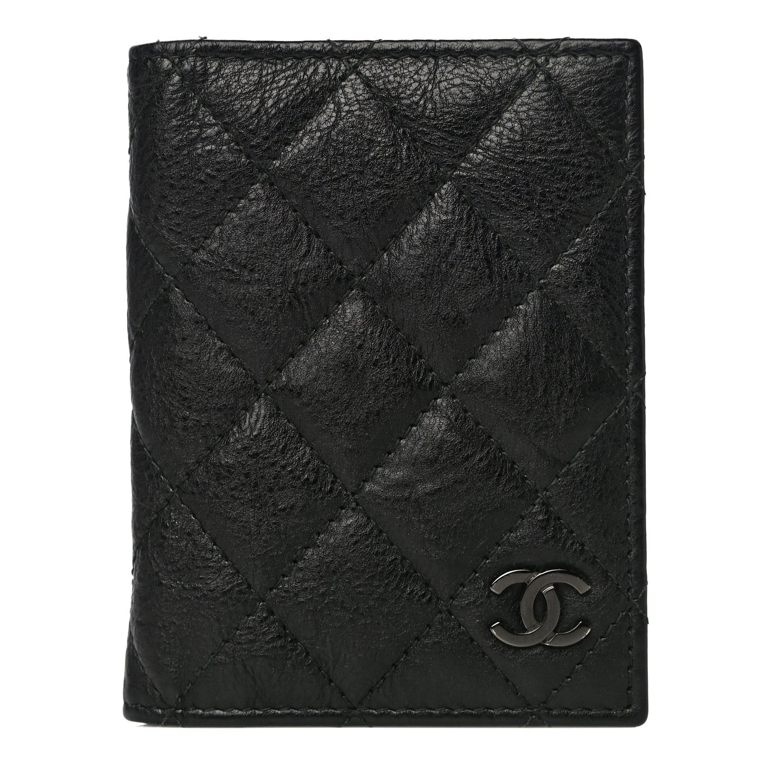 Chanel Crumpled Calfskin Quilted Card Holder Wallet So Black 1 of 13