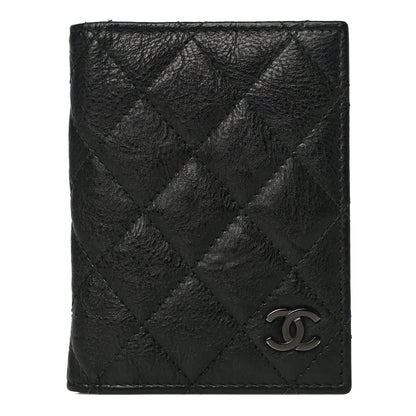 Chanel Crumpled Calfskin Quilted Card Holder Wallet So Black 1 of 13