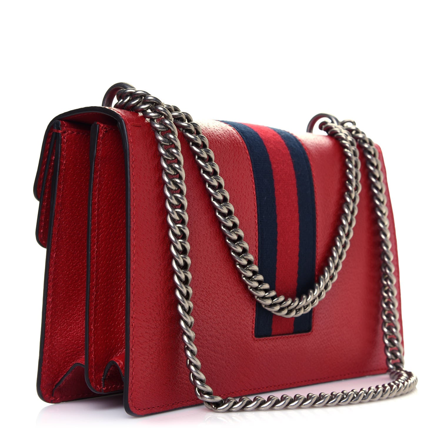 Gucci Calfskin Web Floral Embroidered Small Dionysus Shoulder Bag Hibiscus Red 3 of 12