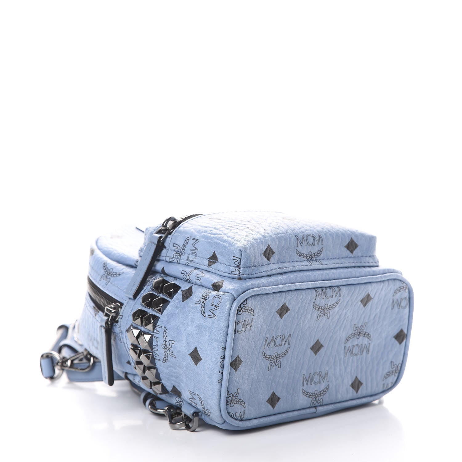 MCM Visetos Side Stud X-Mini Stark Bebe Boo Backpack Blue 3 of 9