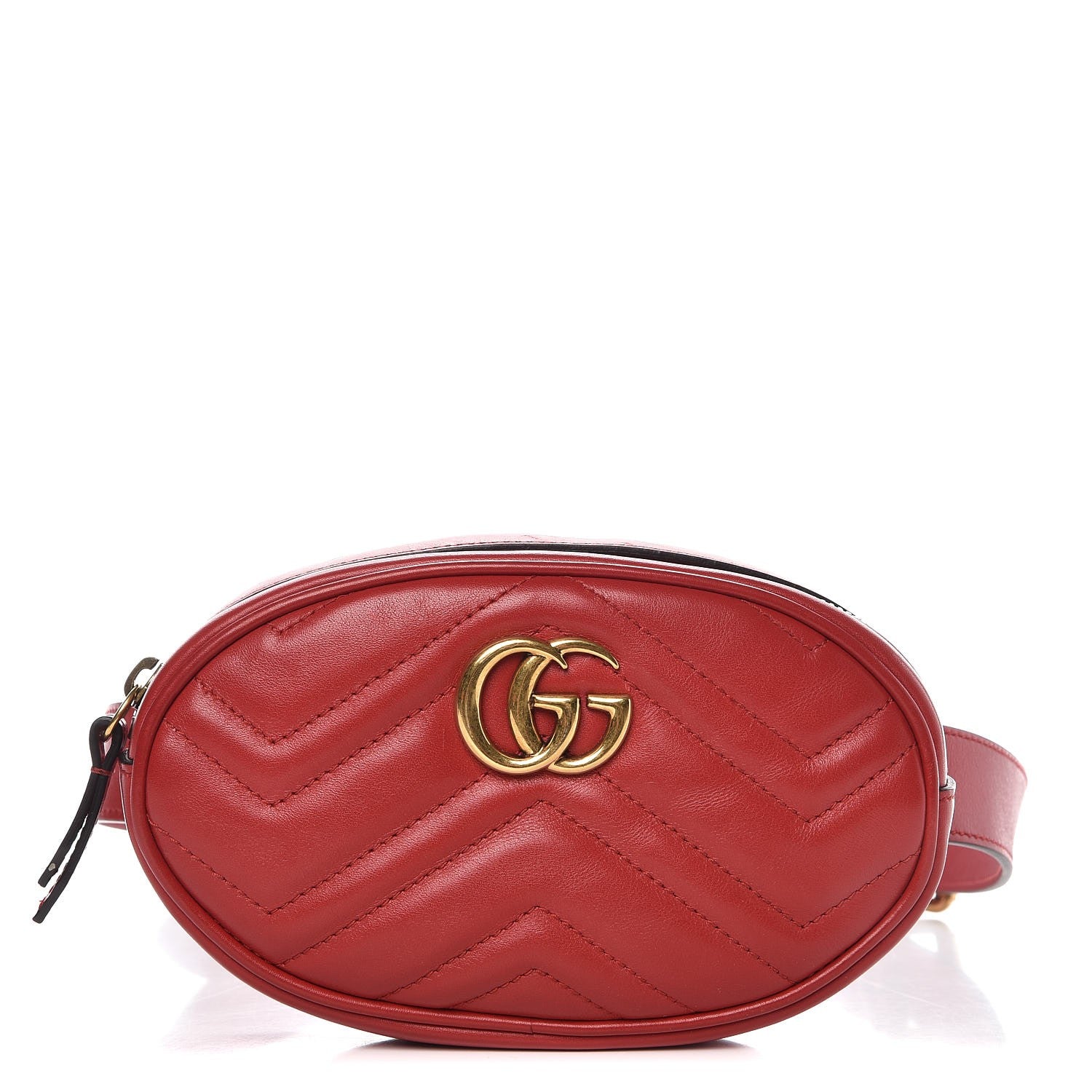 Gucci Calfskin Matelasse GG Marmont Belt Bag 95 38 Hibiscus Red 1 of 8
