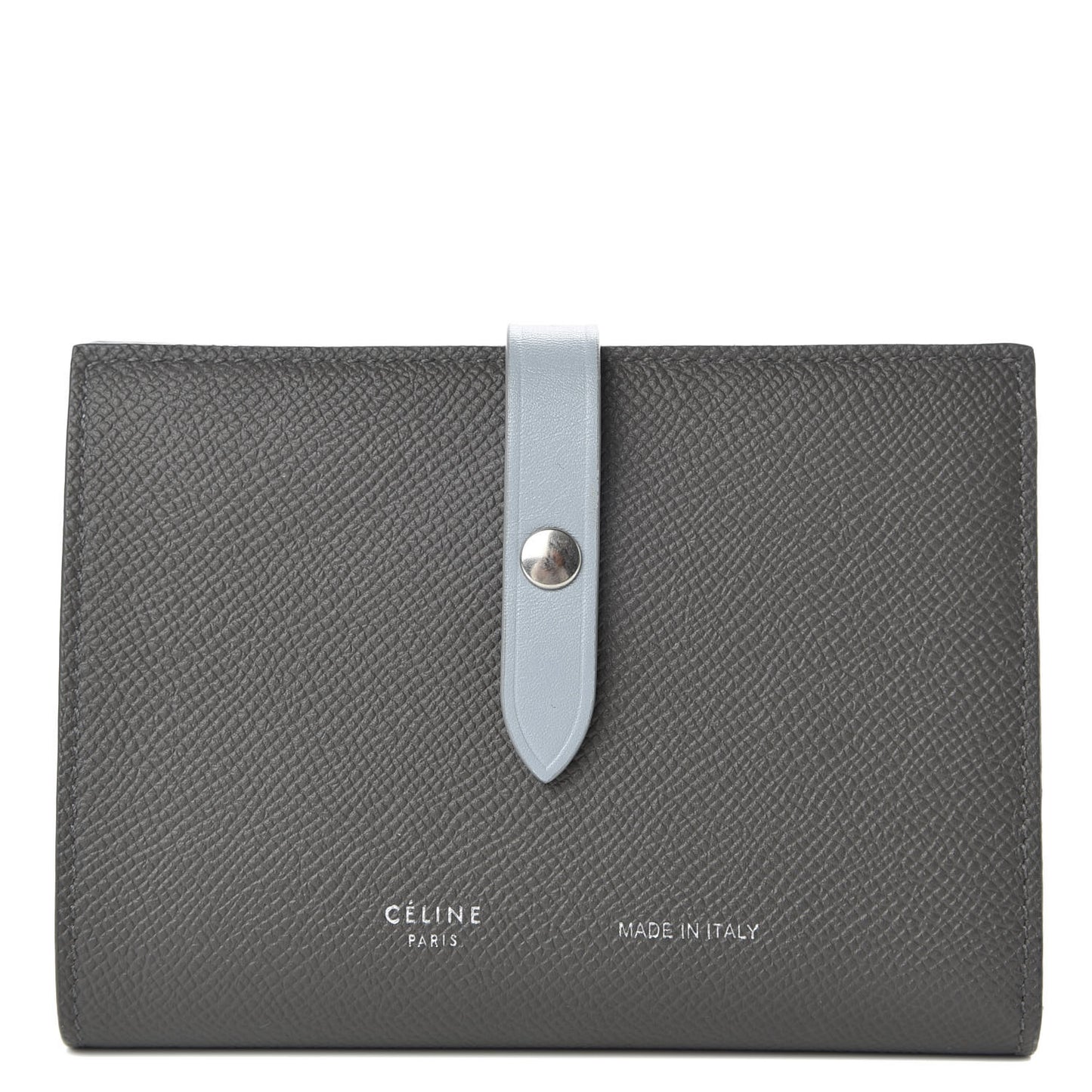 Grained Calfskin Medium Multifunction Strap Wallet Grey