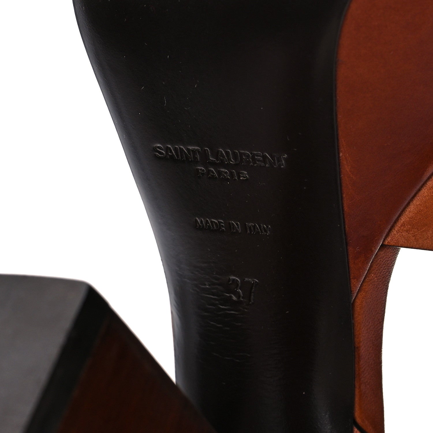 Saint Laurent Calfskin Farrah 80 Platform Sandals 37 Papaya 7 of 9