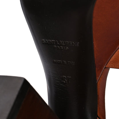 Saint Laurent Calfskin Farrah 80 Platform Sandals 37 Papaya 7 of 9