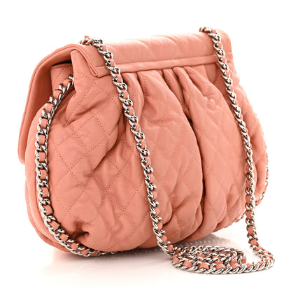 Chanel Washed Lambskin Quilted Medium Chain Around Messenger Salmon 3 of 12