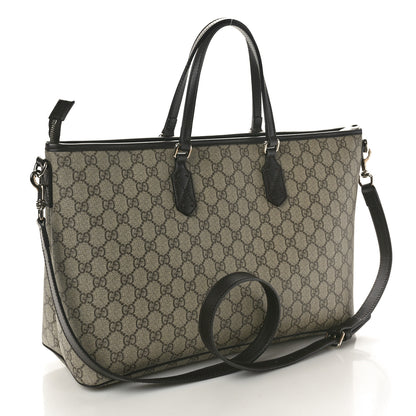 Gucci GG Supreme Monogram Medium Zippered Shopping Tote Dark Brown 2 of 10