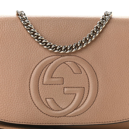 Gucci Pebbled Calfskin Medium Soho Flap Crossbody Camelia 7 of 10