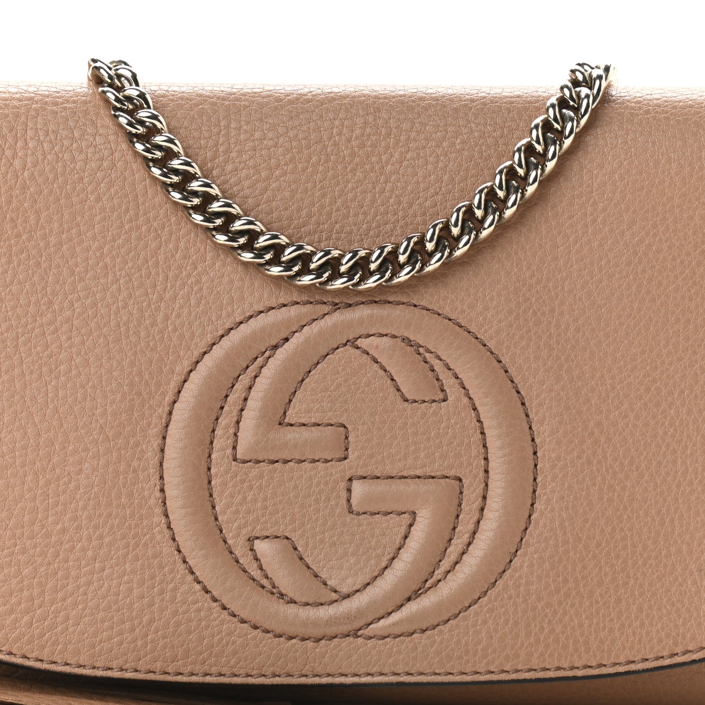 Pebbled Calfskin Medium Soho Flap Crossbody Camelia