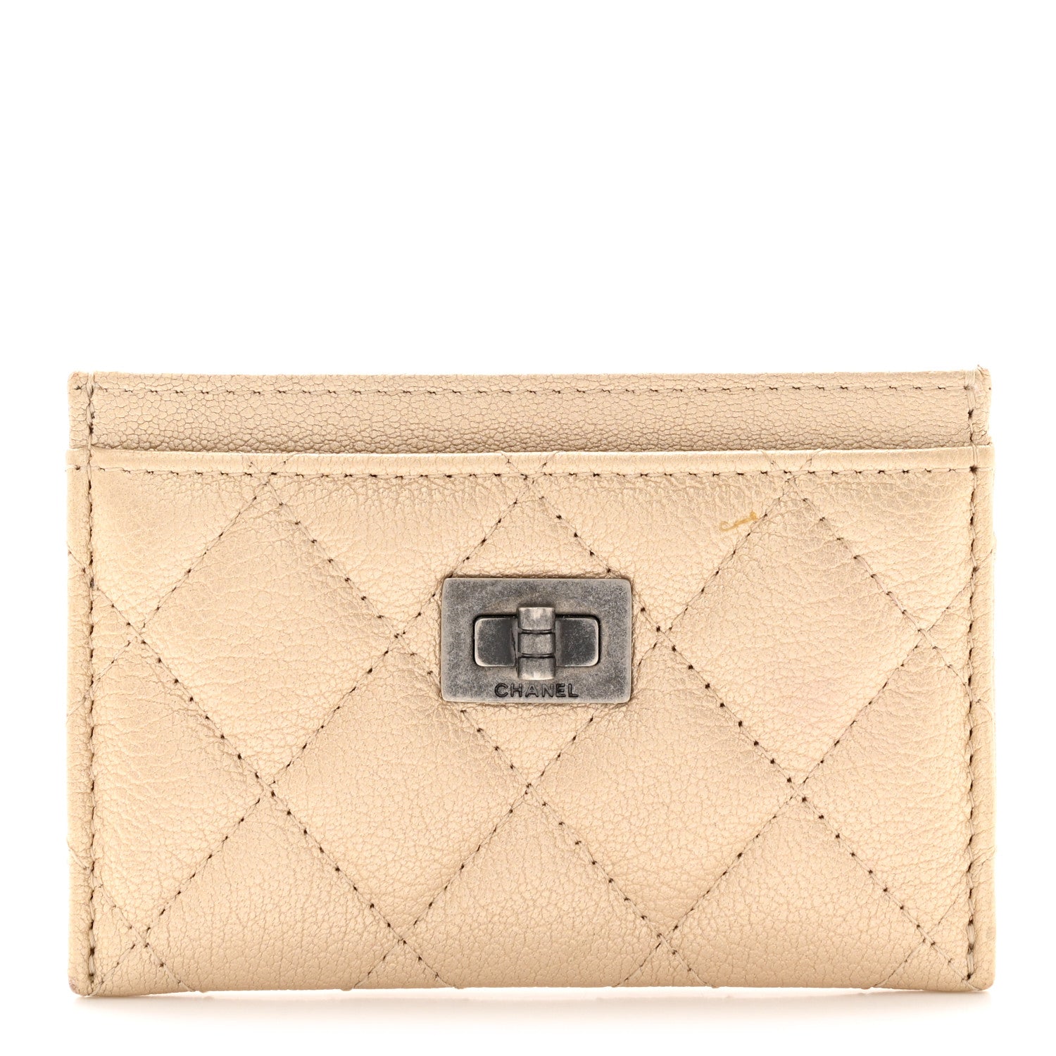 Chanel Metallic Grained Calfskin Quilted Reissue Card Holder Gold 1 of 11