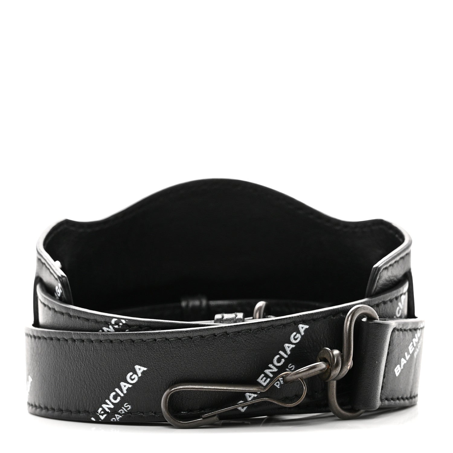 Balenciaga Agneau Classic Hardware Logo Shoulder Strap Black