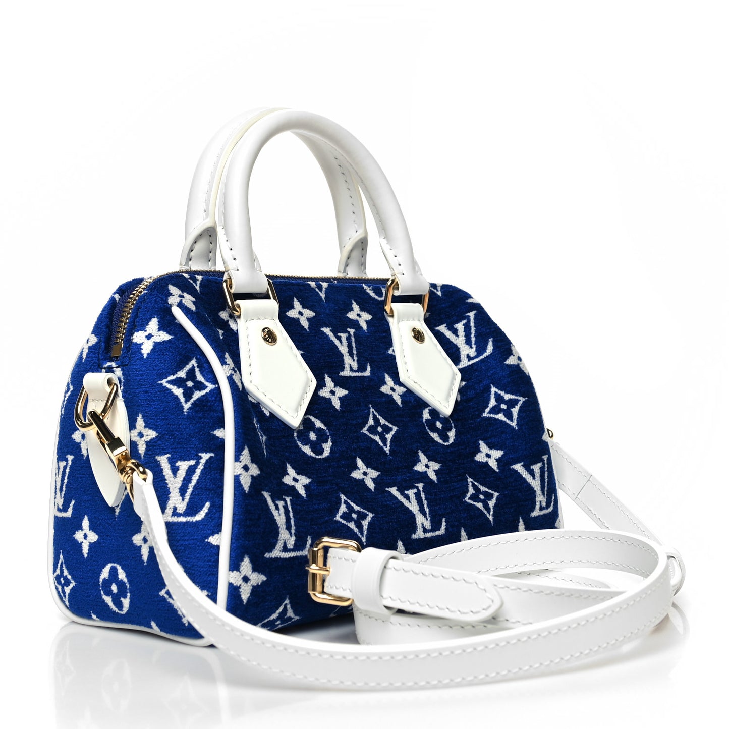 Jacquard Velvet Monogram LV Match Speedy Bandouliere 20 Blue