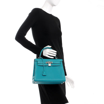 Hermes Taurillon Clemence Kelly Retourne 28 Bleu Paon 3 of 27