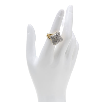 David Yurman 18K Yellow Gold Diamond Pave 23mm Quatrefoil Ring 52 6 2 of 7
