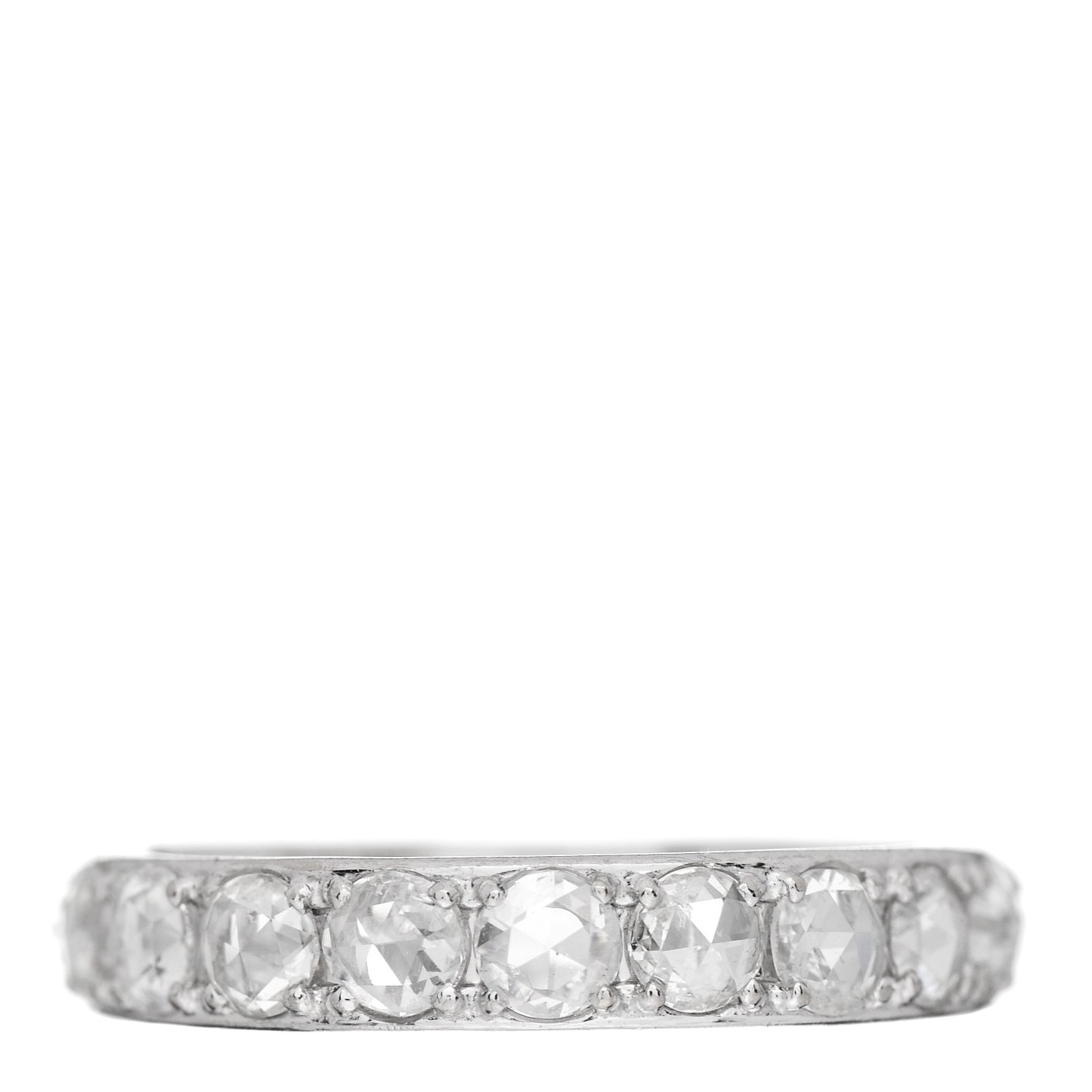 18K White Gold Diamond Metro Rose Cut Eternity Band Ring 53 6.5