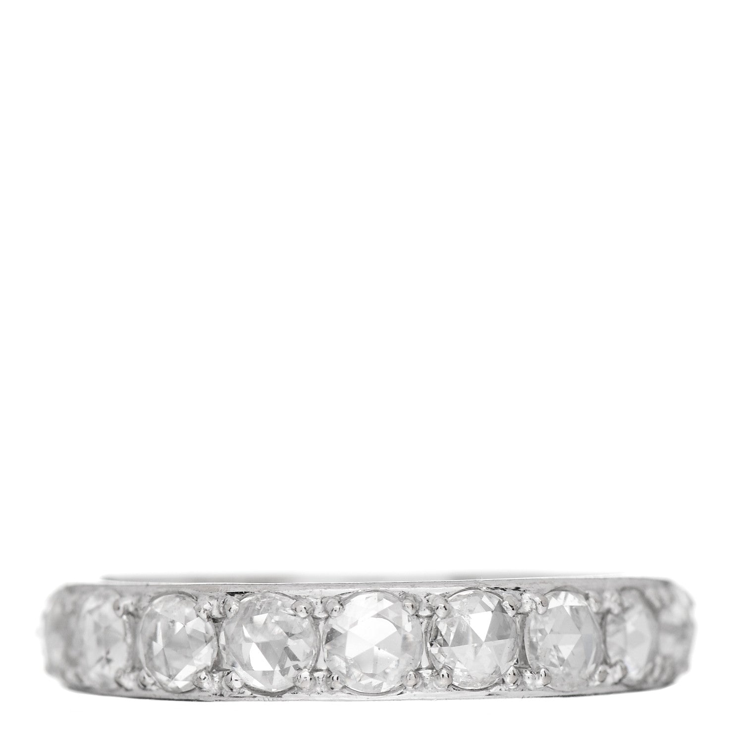 Tiffany 18K White Gold Diamond Metro Rose Cut Eternity Band Ring 53 6.5 1 of 5