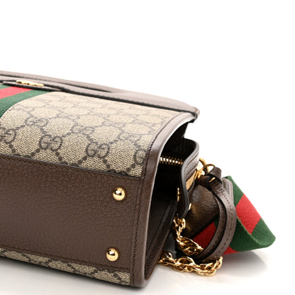 Gucci GG Supreme Monogram Textured Dollar Calfskin Web Small Ophidia Slip Handle Tote Beige Ebony New Acero 9 of 9