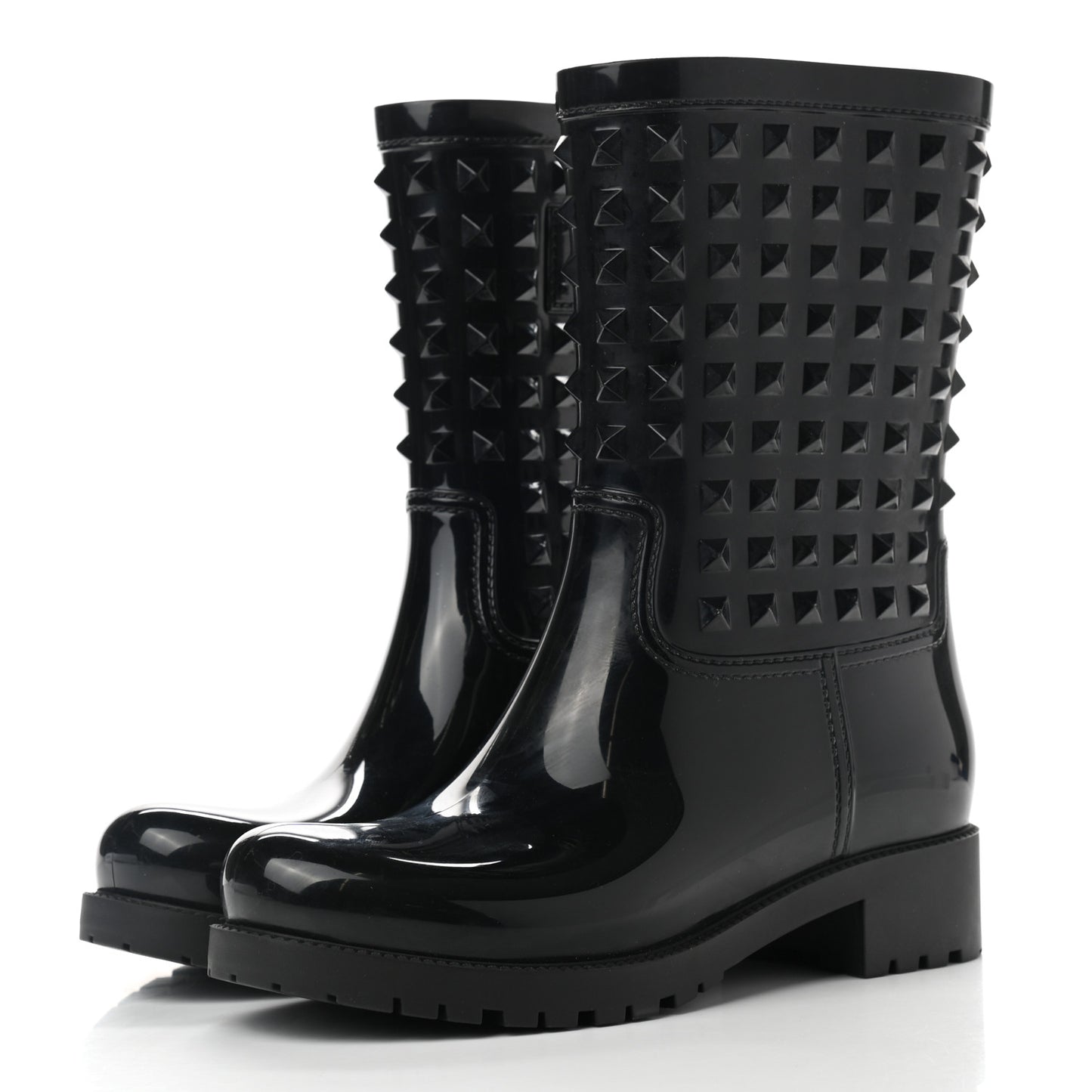 Rubber Rockstud Rain Boots 37 Black