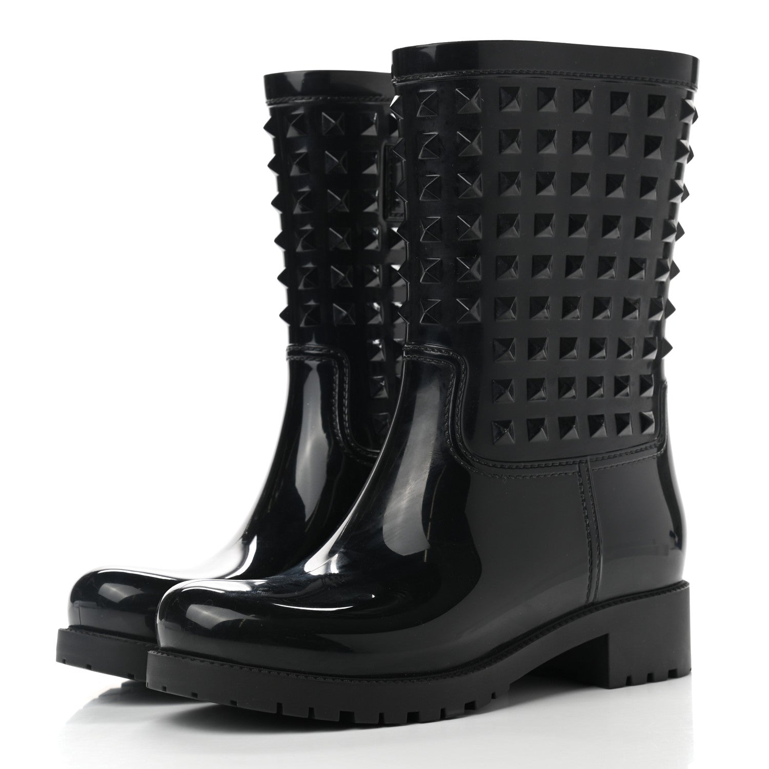 Valentino Garavani Rubber Rockstud Rain Boots 37 Black 3 of 9