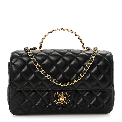 Chanel Lambskin Quilted Small Strass On Top Flap Bag Black 1 of 11