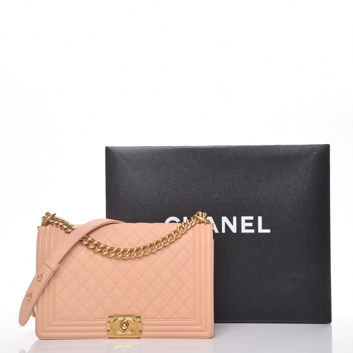 Chanel Caviar Quilted New Medium Boy Flap Beige Clair 8 of 8