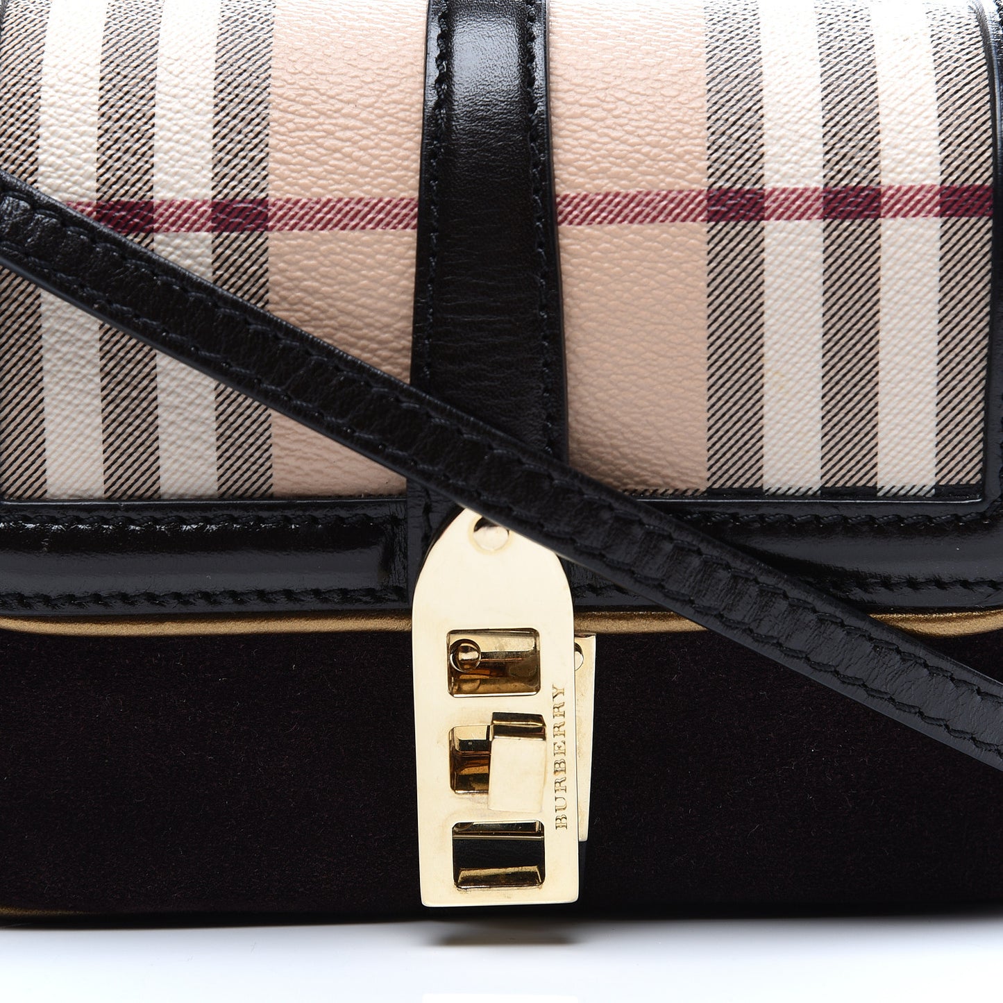 Haymarket Check Suede Mini Berkeley Crossbody Burgundy